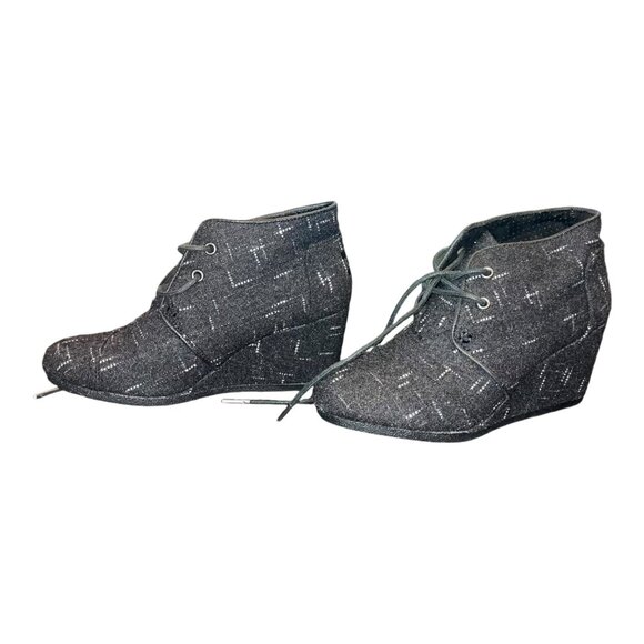 Booties - TOMS - Desert Wedge - Laced / Dotted Wool - Black - Women's - Size 6.5 - Picture 4 of 10